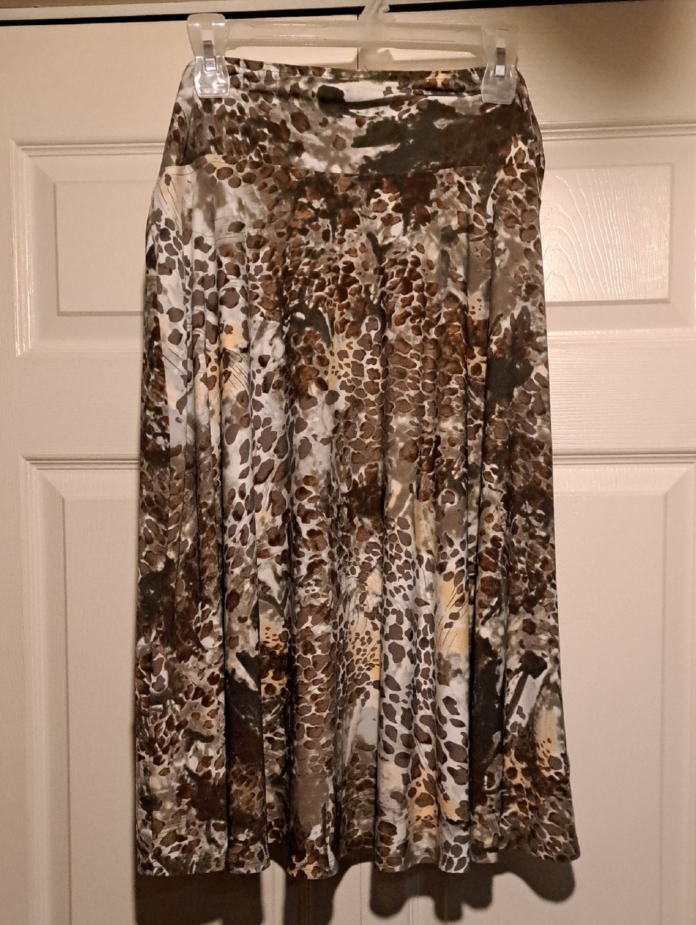TanJay- Brown Khaki & Cream Floral safari Woman's Maxi Skirt Plus size elegance